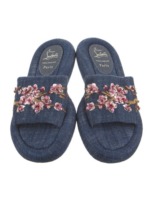 Christian Louboutin Denim Floral Print Espadrilles