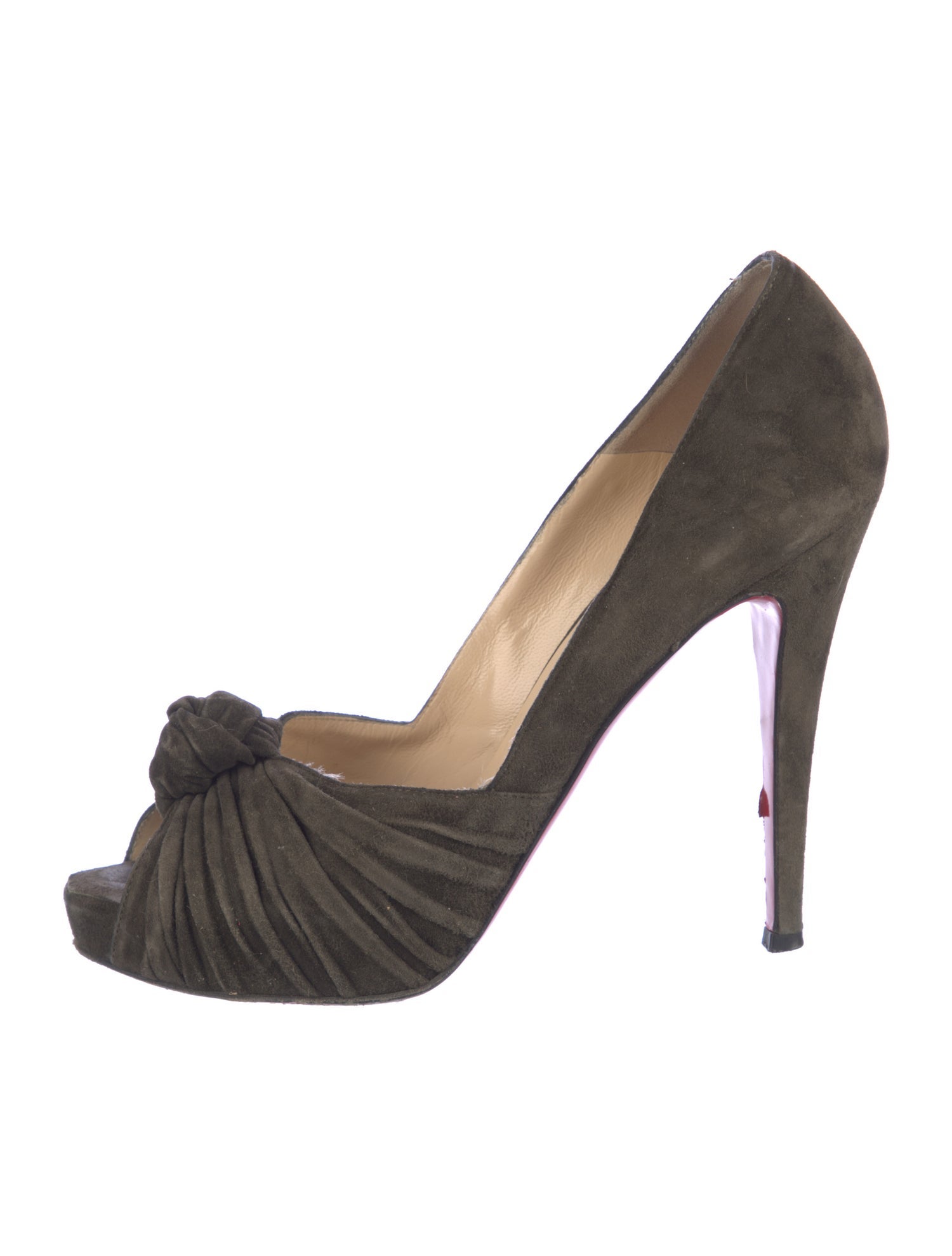 Christian Louboutin Suede Ruffle Embellishment Pumps