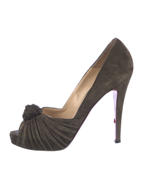 Christian Louboutin Suede Ruffle Embellishment Pumps