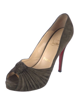 Christian Louboutin Suede Ruffle Embellishment Pumps