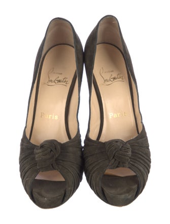 Christian Louboutin Suede Ruffle Embellishment Pumps