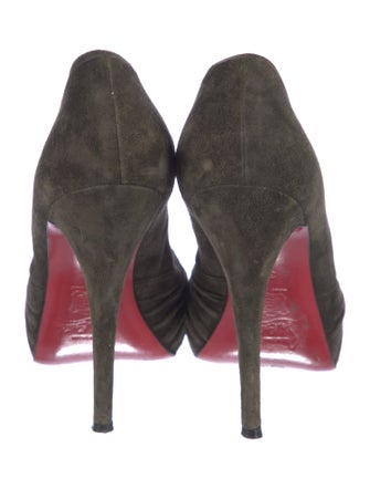 Christian Louboutin Suede Ruffle Embellishment Pumps