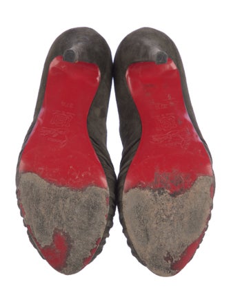 Christian Louboutin Suede Ruffle Embellishment Pumps