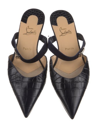 Christian Louboutin Embossed Leather Animal Print Mules