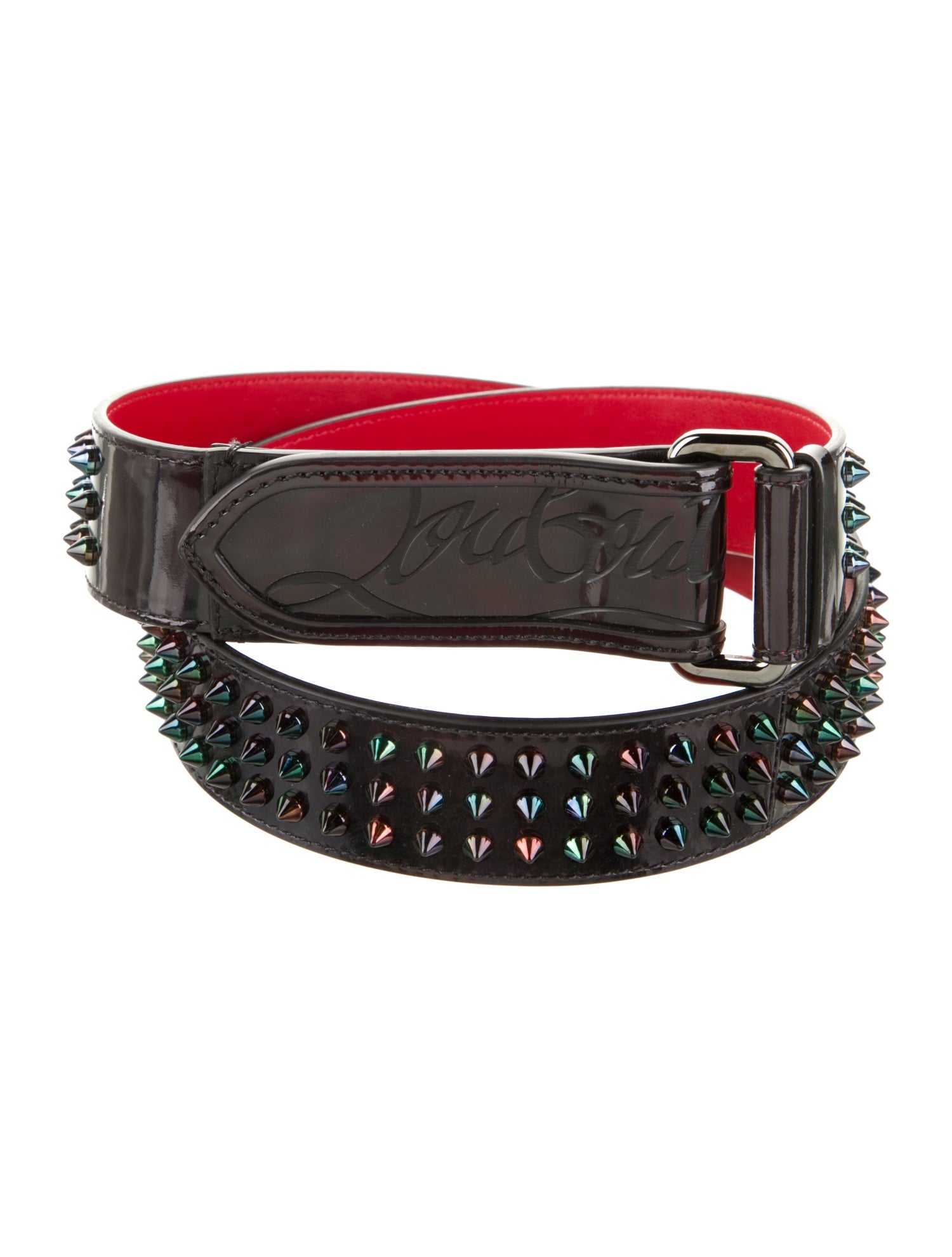 Christian Louboutin Patent Leather Studded Accents Waist Belt