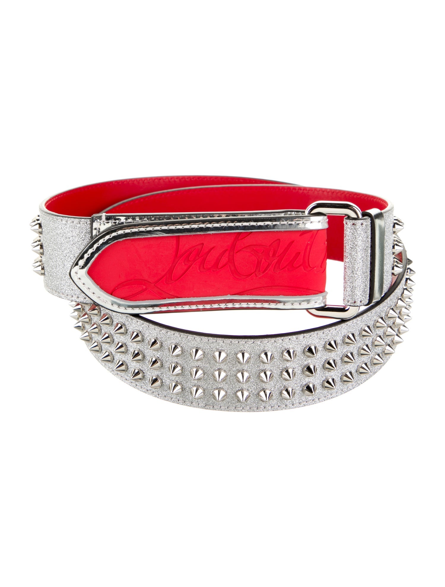Christian Louboutin Leather Glitter Accents Waist Belt