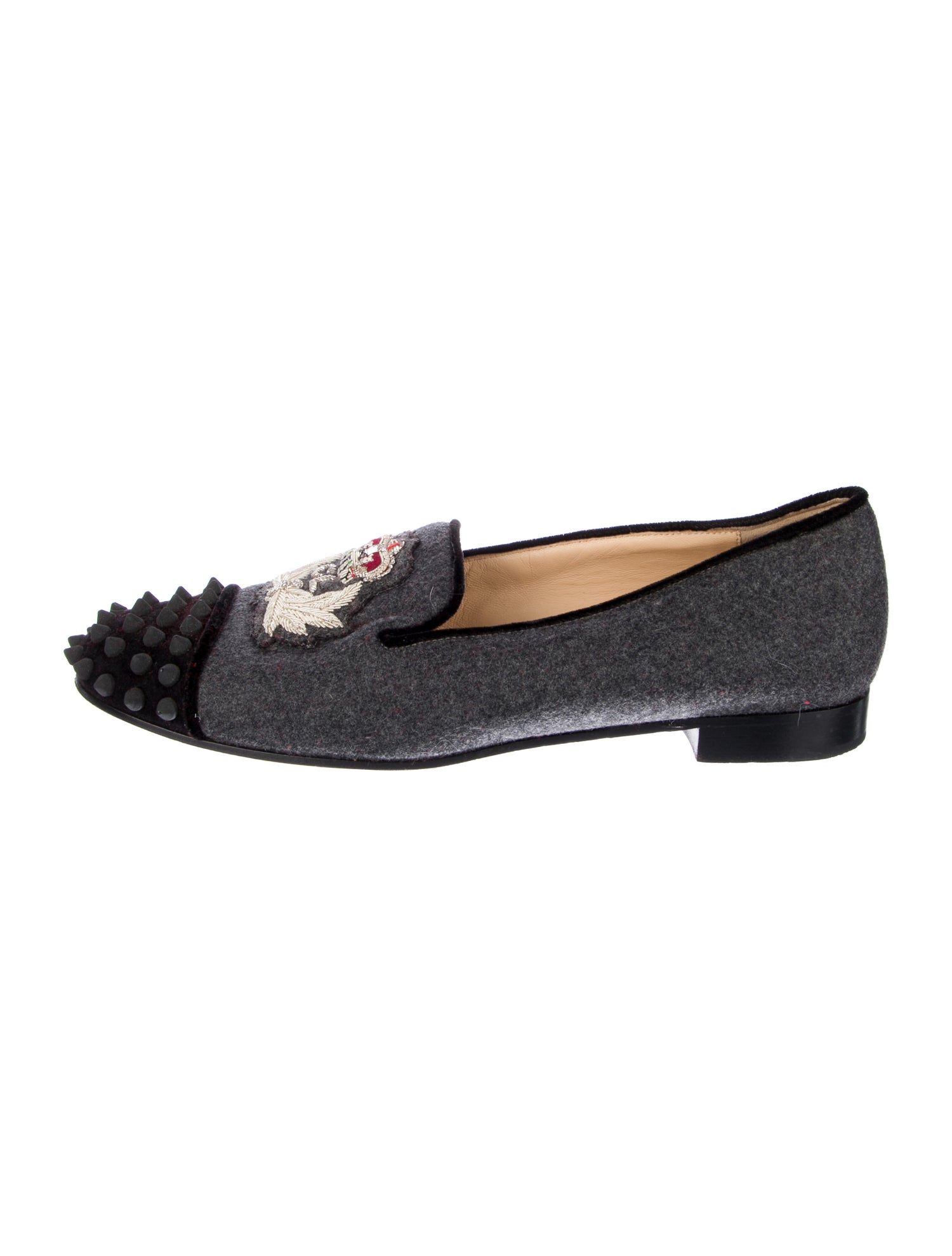 Christian Louboutin Spike Accents Wool Loafers