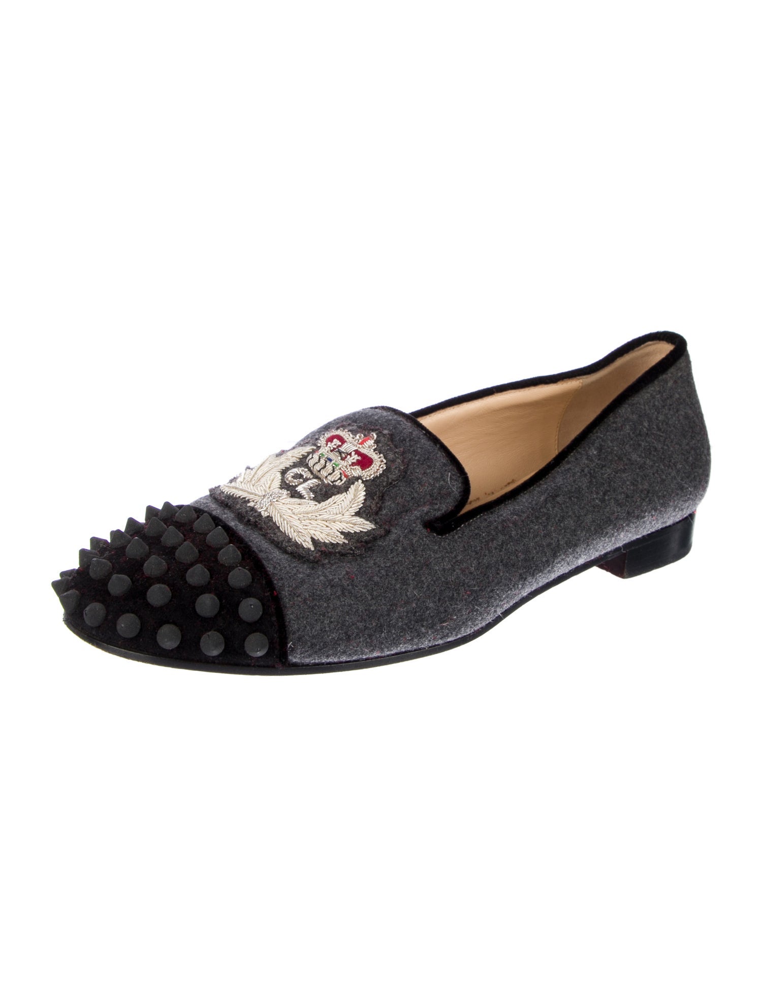 Christian Louboutin Spike Accents Wool Loafers