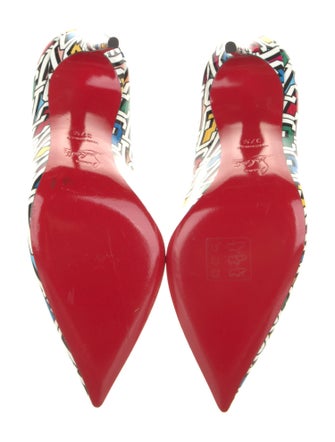 Christian Louboutin Patent Leather Printed Slingback Pumps