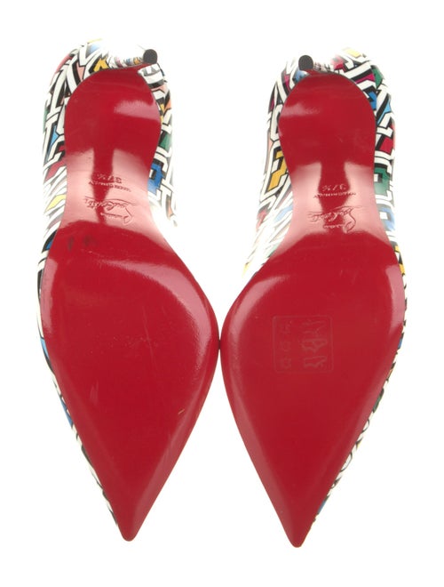 Christian Louboutin Patent Leather Printed Slingback Pumps
