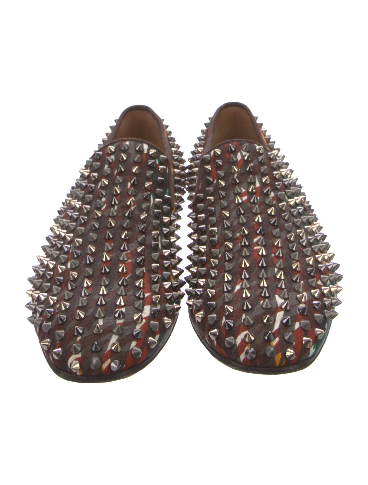 Christian Louboutin Spike Accents Patent Leather Slippers