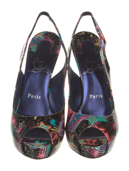 Christian Louboutin Patent Leather Printed Slingback Pumps