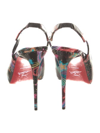 Christian Louboutin Patent Leather Printed Slingback Pumps
