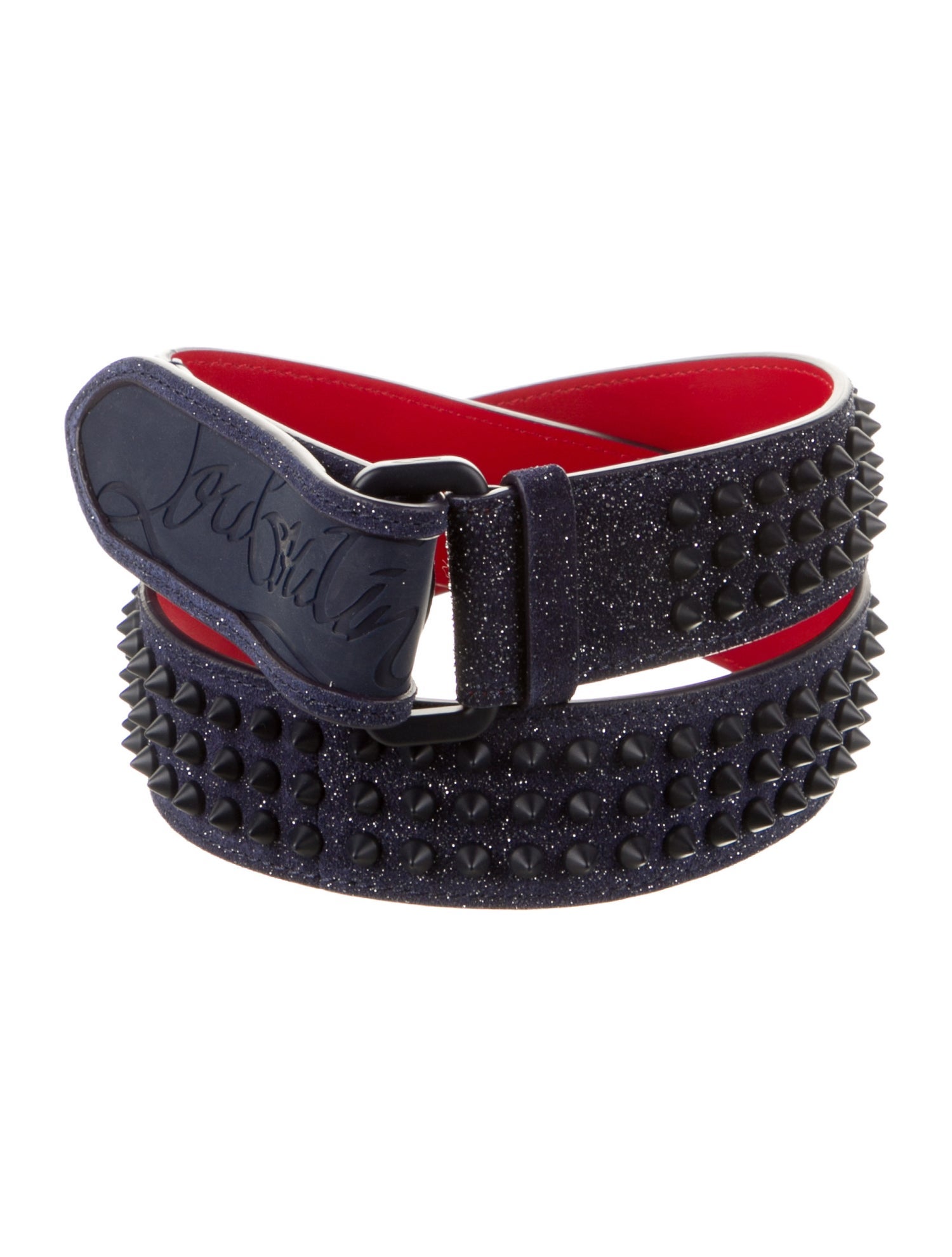 Christian Louboutin Suede Glitter Accents Waist Belt