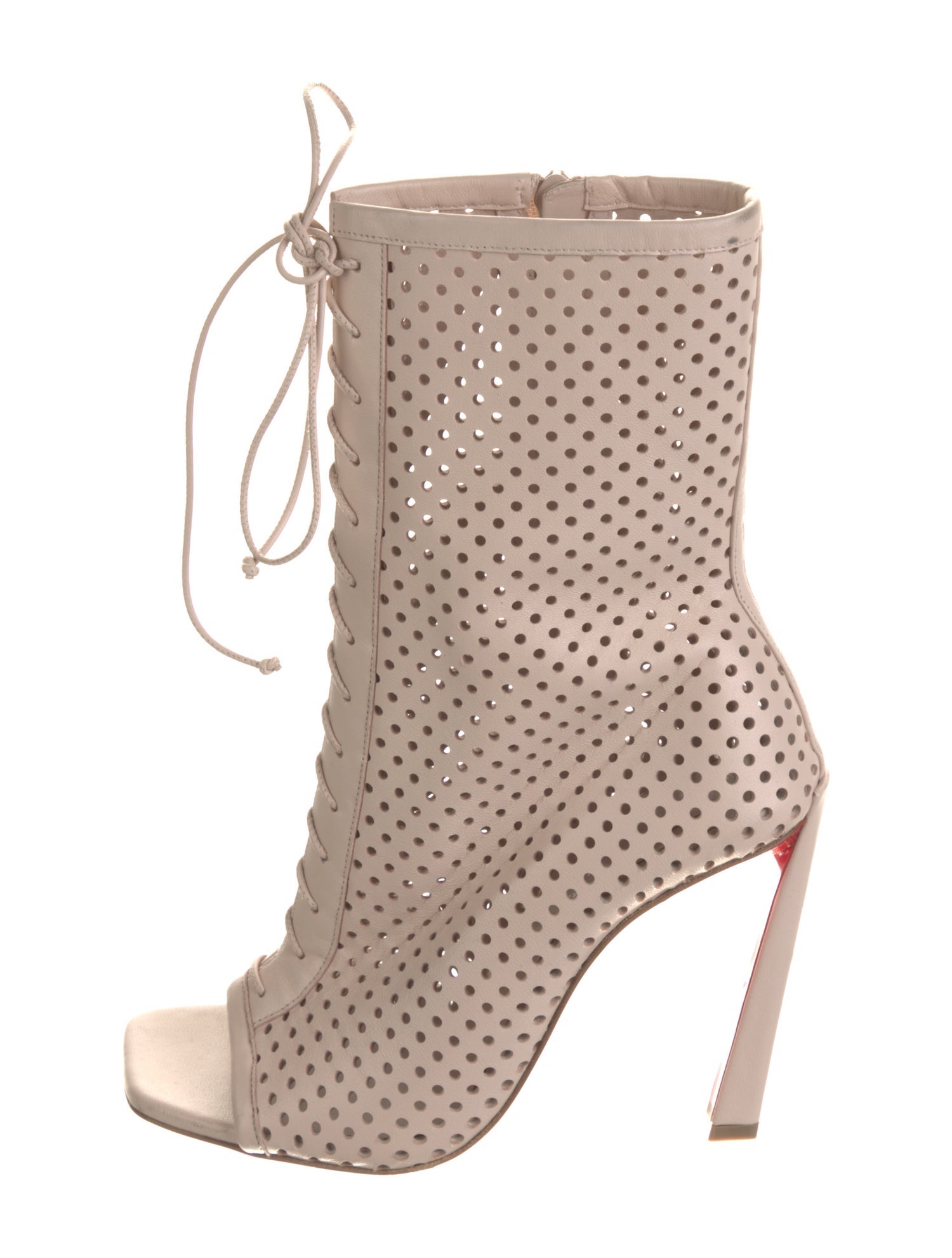 Christian Louboutin Leather Lasercut Accents Lace-Up Boots