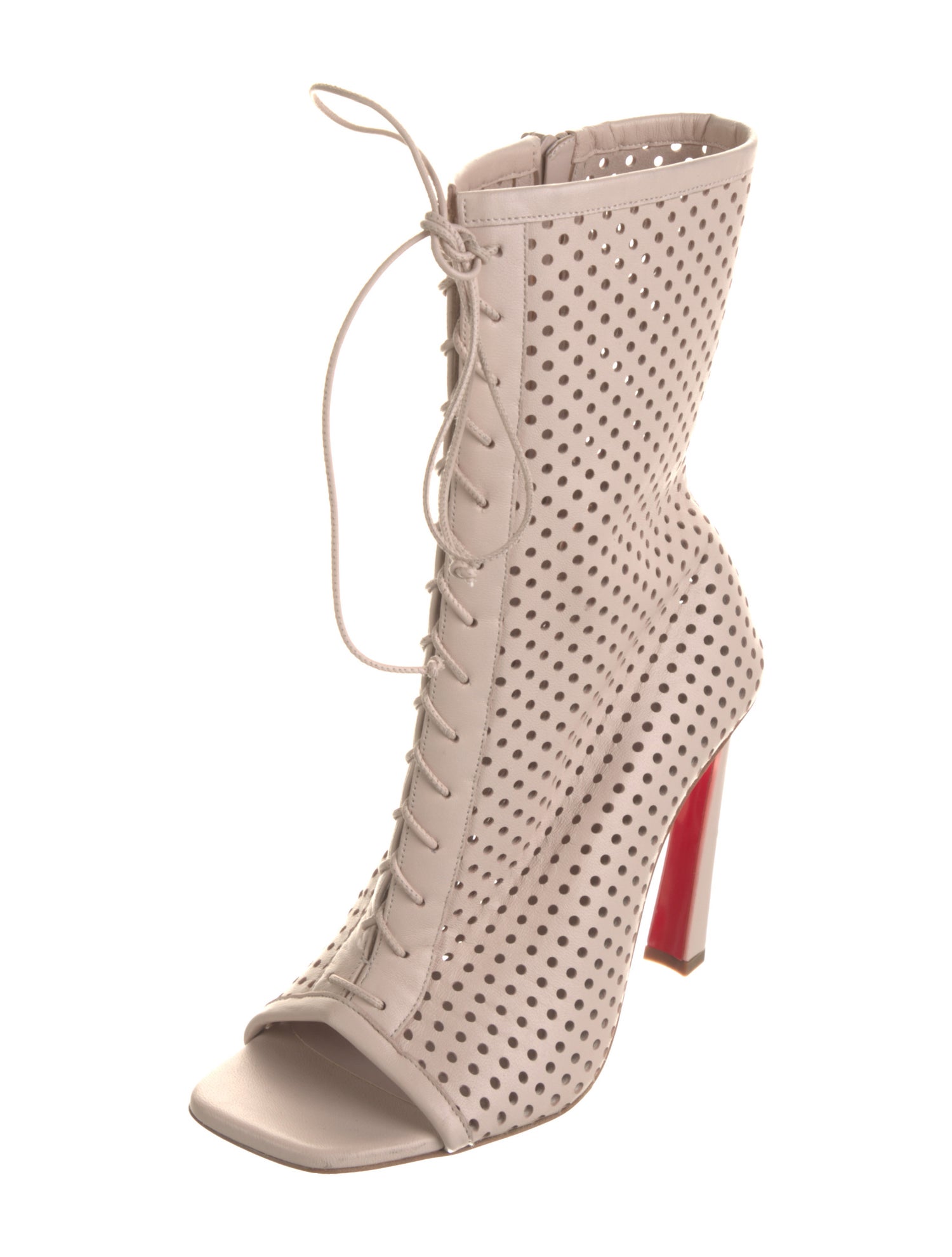 Christian Louboutin Leather Lasercut Accents Lace-Up Boots