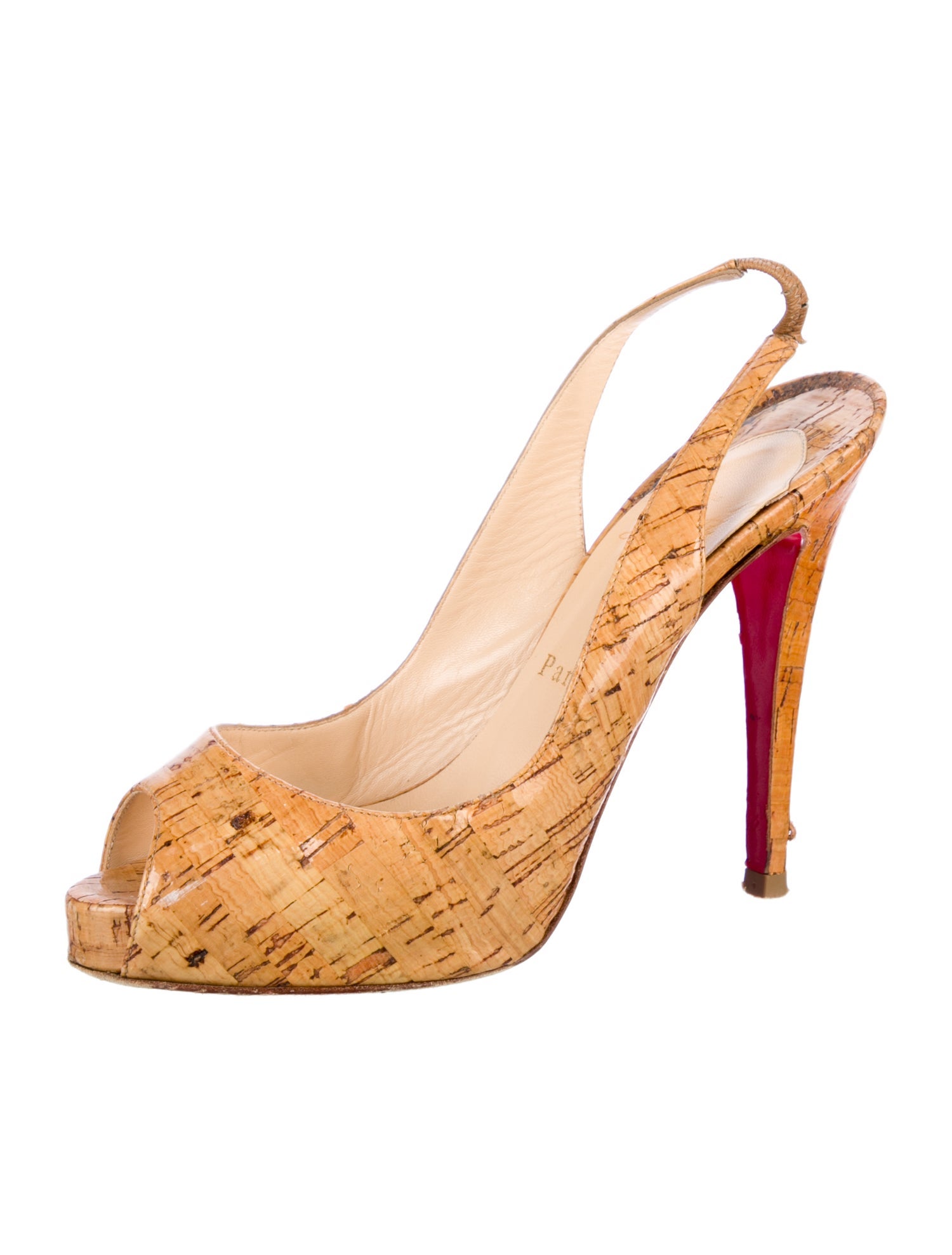 Christian Louboutin Patent Leather Printed Slingback Sandals