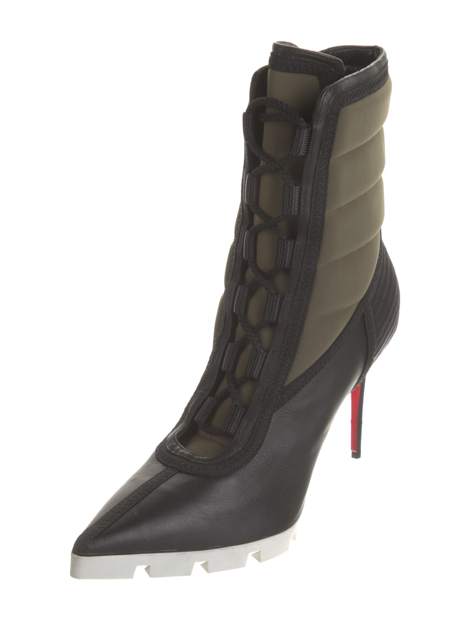 Christian Louboutin Leather Colorblock Pattern Boots