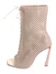 Christian Louboutin Leather Lasercut Accents Lace-Up Boots