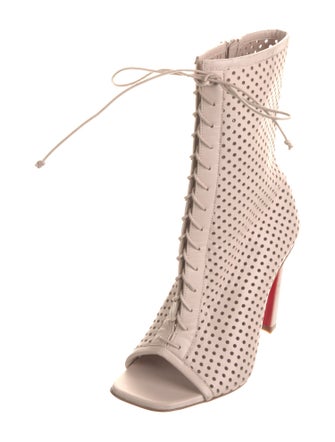 Christian Louboutin Leather Lasercut Accents Lace-Up Boots