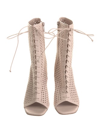 Christian Louboutin Leather Lasercut Accents Lace-Up Boots