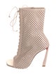 Christian Louboutin Leather Lasercut Accents Boots