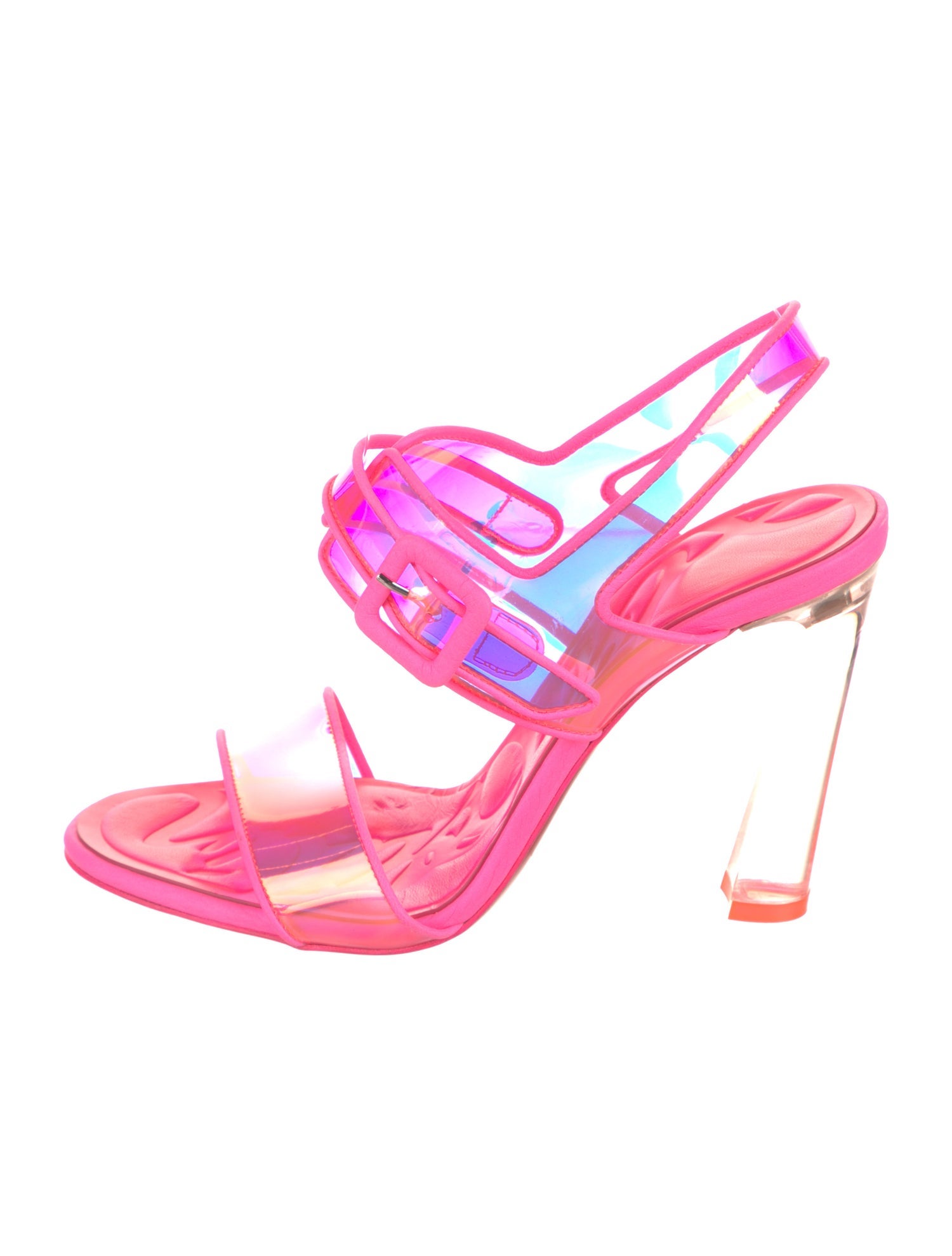 Christian Louboutin PVC Leather Trim Embellishment Slingback Sandals