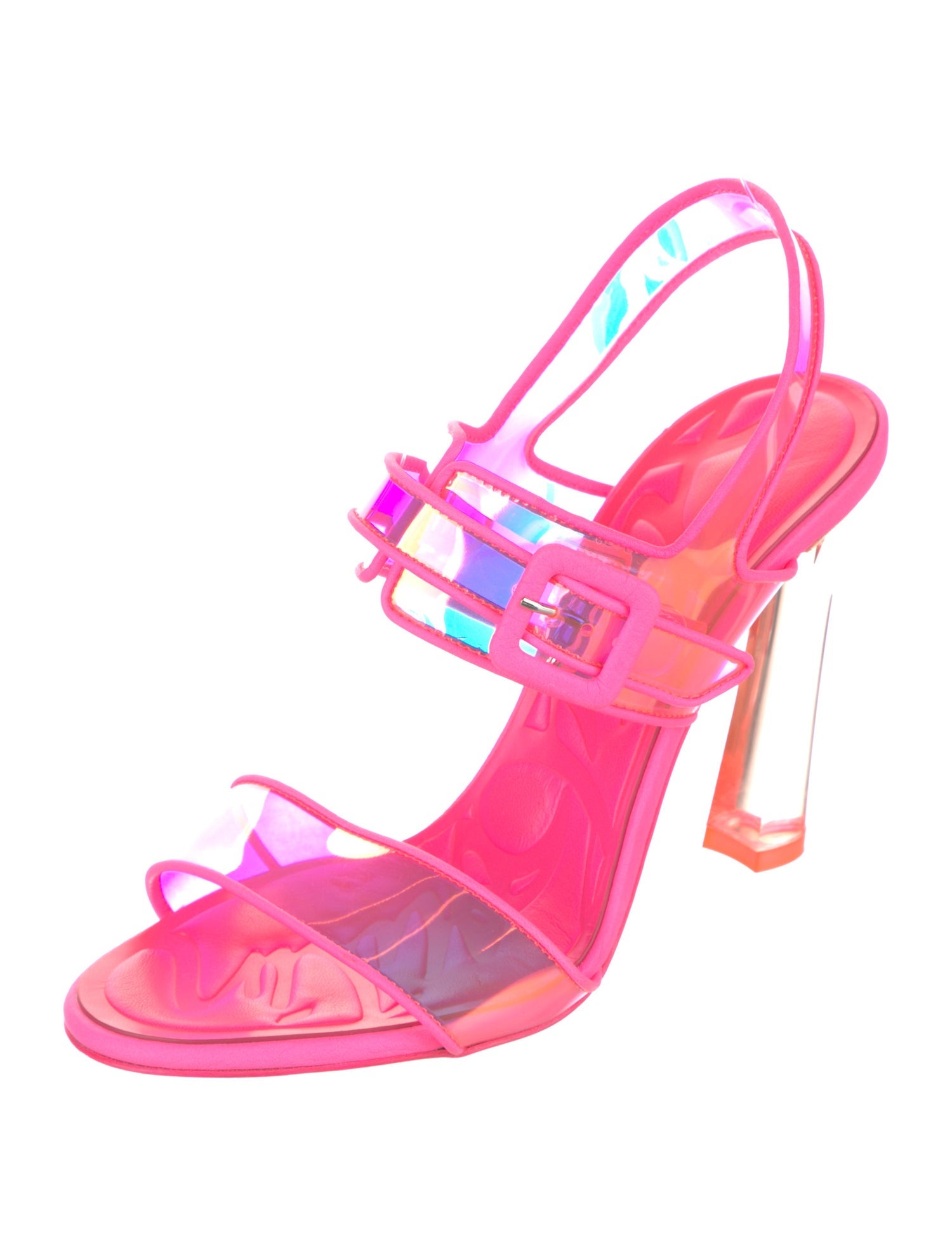 Christian Louboutin PVC Leather Trim Embellishment Slingback Sandals