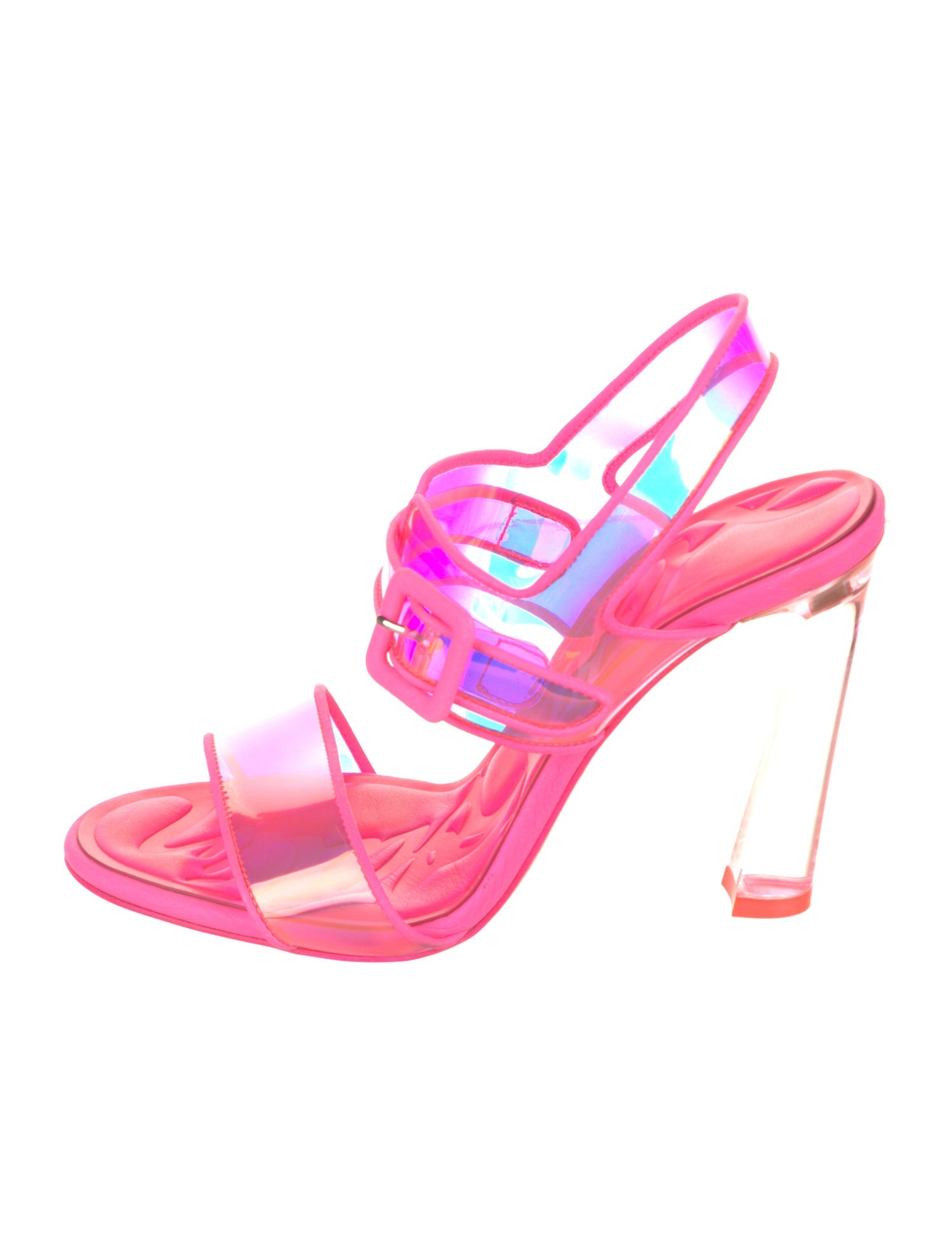 Christian Louboutin PVC Leather Trim Embellishment Slingback Sandals