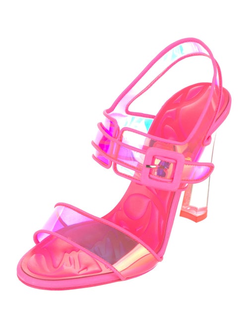 Christian Louboutin PVC Leather Trim Embellishment Slingback Sandals