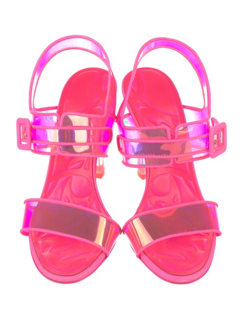 Christian Louboutin PVC Leather Trim Embellishment Slingback Sandals