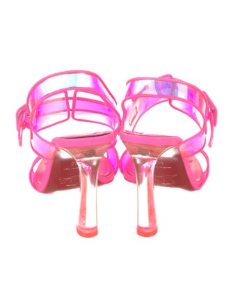 Christian Louboutin PVC Leather Trim Embellishment Slingback Sandals