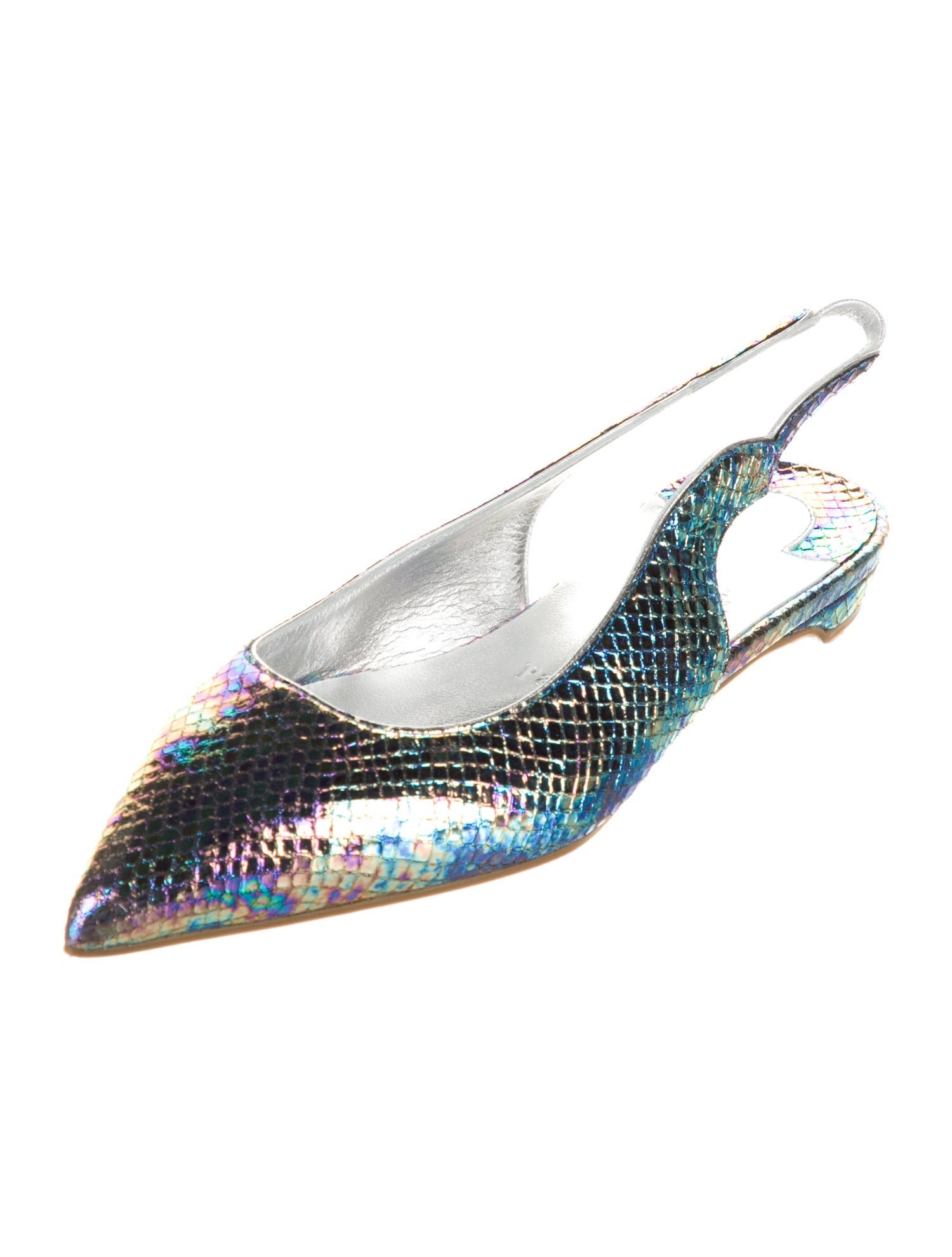 Christian Louboutin Snakeskin Scalloped Accent Slingback Flats