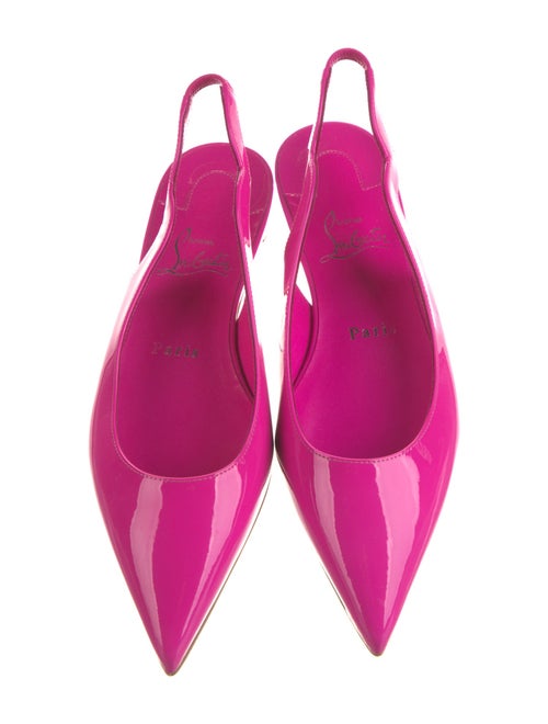 Christian Louboutin Patent Leather Scalloped Accent Slingback Flats