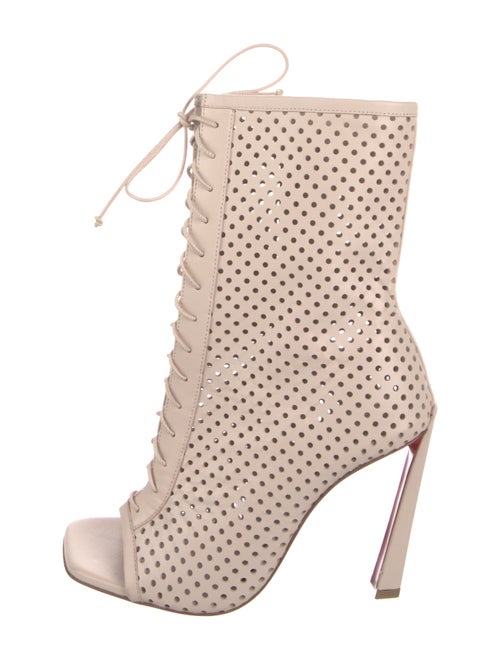 Christian Louboutin Leather Animal Print Lace-Up Boots