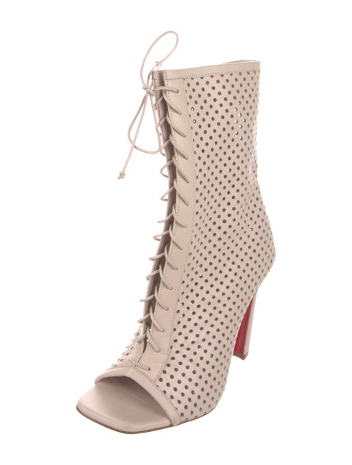 Christian Louboutin Leather Animal Print Lace-Up Boots