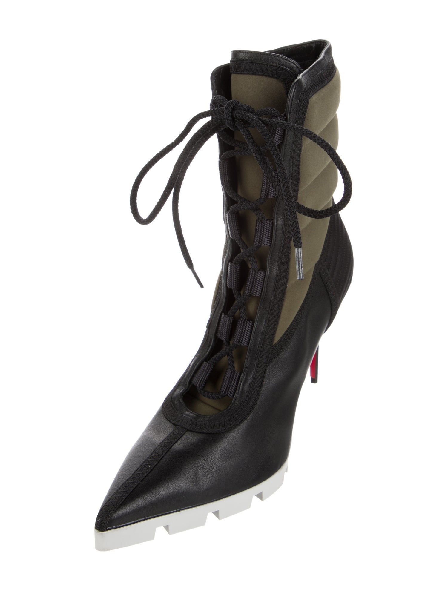 Christian Louboutin Colorblock Pattern Lace-Up Boots