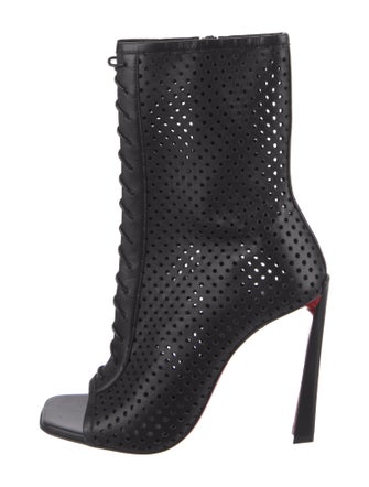 Christian Louboutin Leather Lasercut Accents Lace-Up Boots