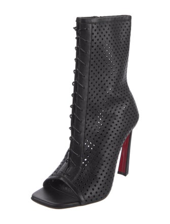 Christian Louboutin Leather Lasercut Accents Lace-Up Boots