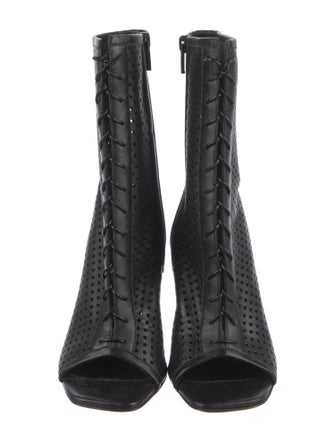 Christian Louboutin Leather Lasercut Accents Lace-Up Boots