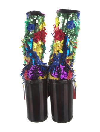 Christian Louboutin Sequins Printed Boots