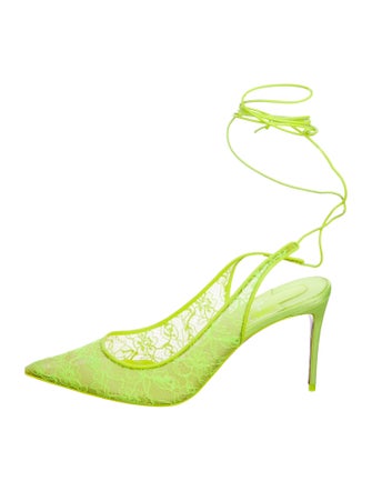 Christian Louboutin Lace Leather Trim Embellishment Pumps