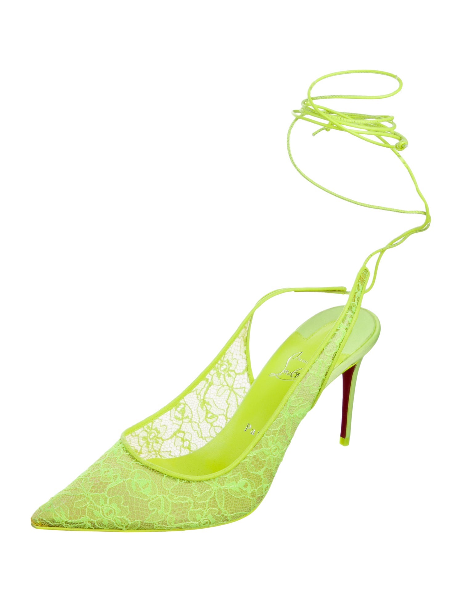 Christian Louboutin Lace Leather Trim Embellishment Pumps