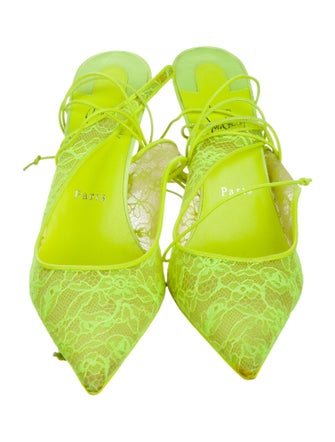 Christian Louboutin Lace Leather Trim Embellishment Pumps