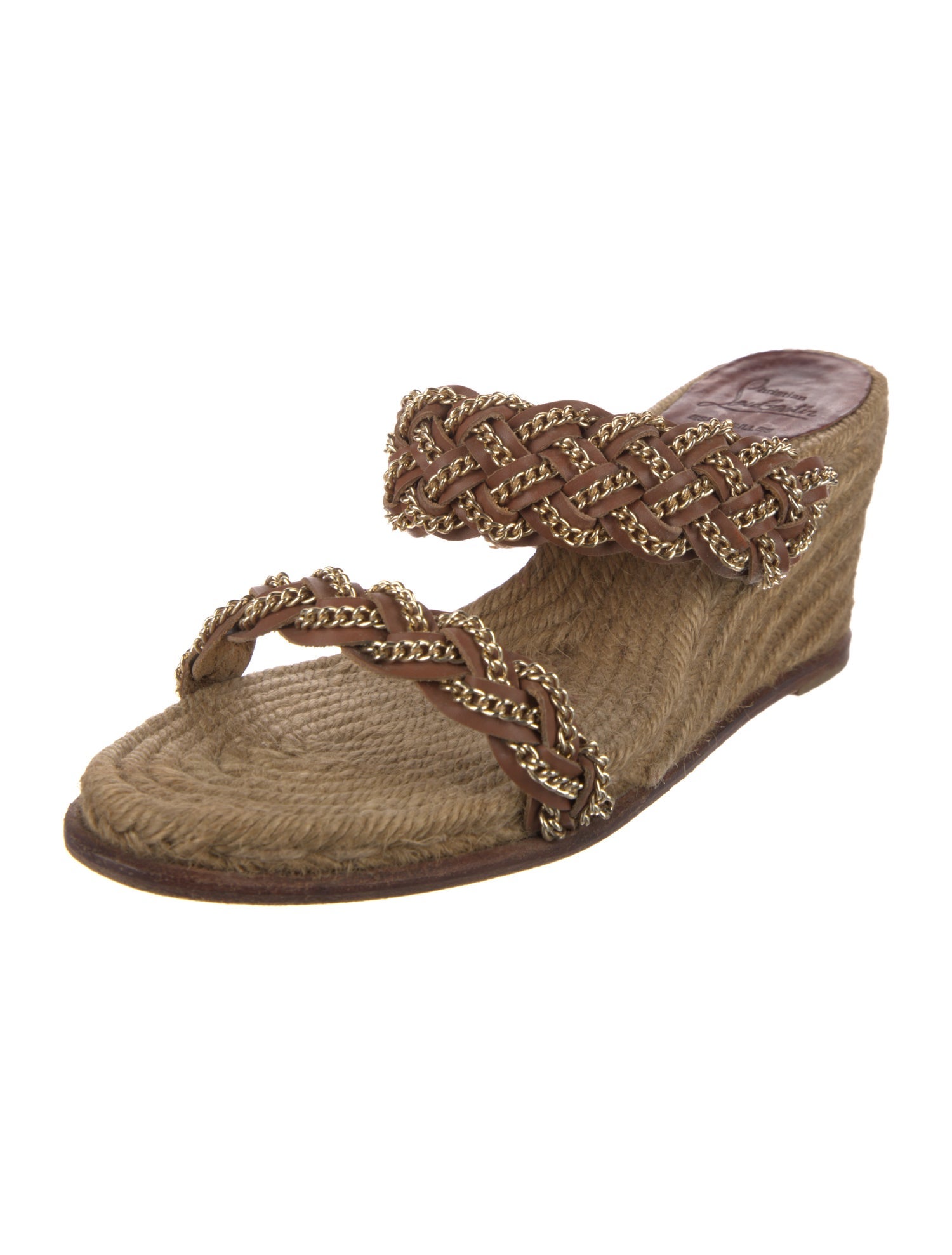 Christian Louboutin Leather Chain-Link Accents Espadrilles