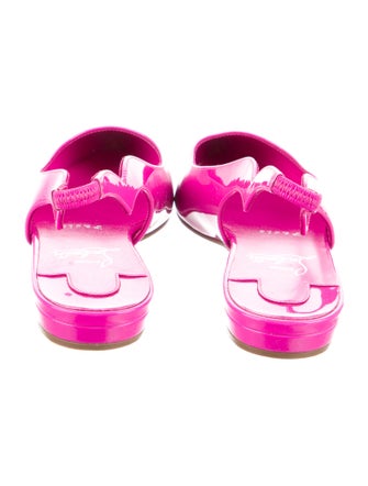 Christian Louboutin Patent Leather Scalloped Accent Slingback Flats