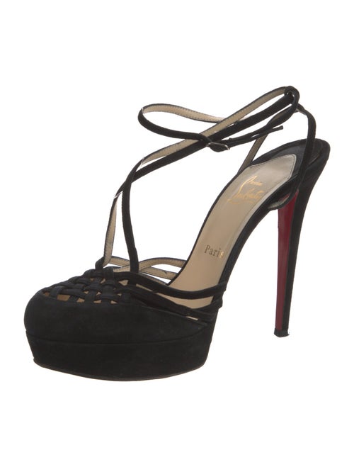 Christian Louboutin Suede Cutout Accent T-Strap Pumps
