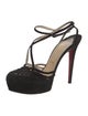 Christian Louboutin Suede Cutout Accent T-Strap Pumps
