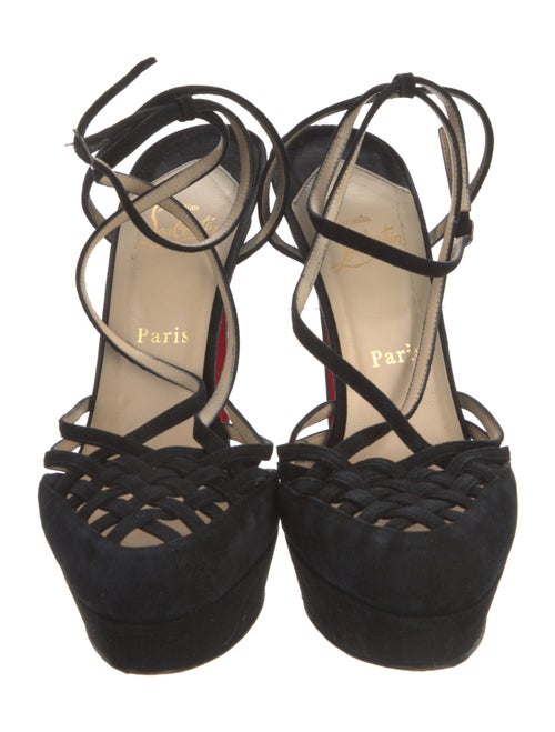 Christian Louboutin Suede Cutout Accent T-Strap Pumps