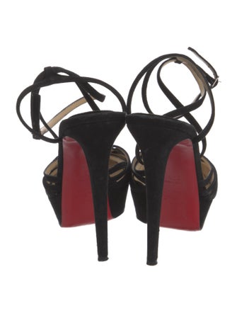 Christian Louboutin Suede Cutout Accent T-Strap Pumps